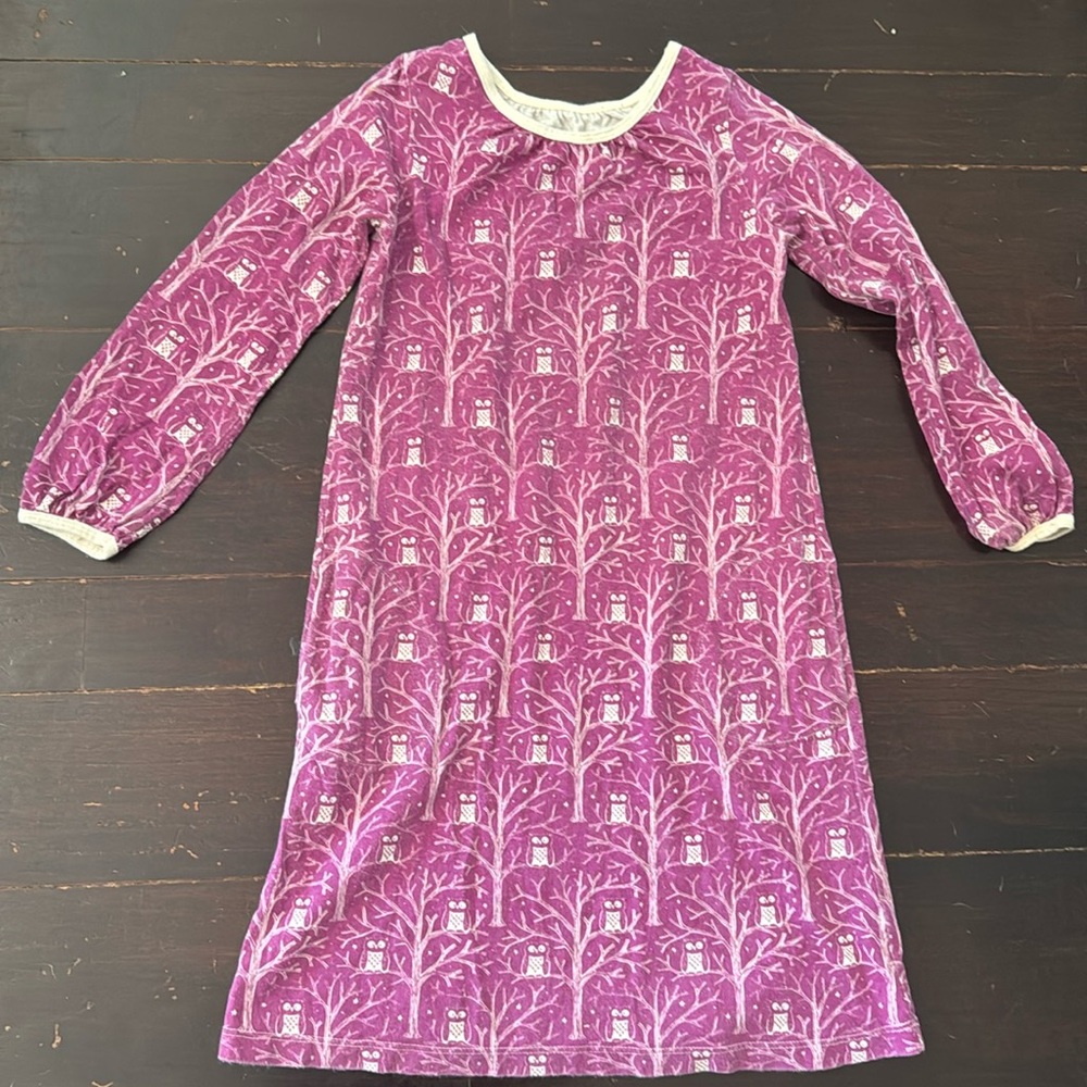 Casual Purple and Cream Owl Dress Whimsical Girls size 8